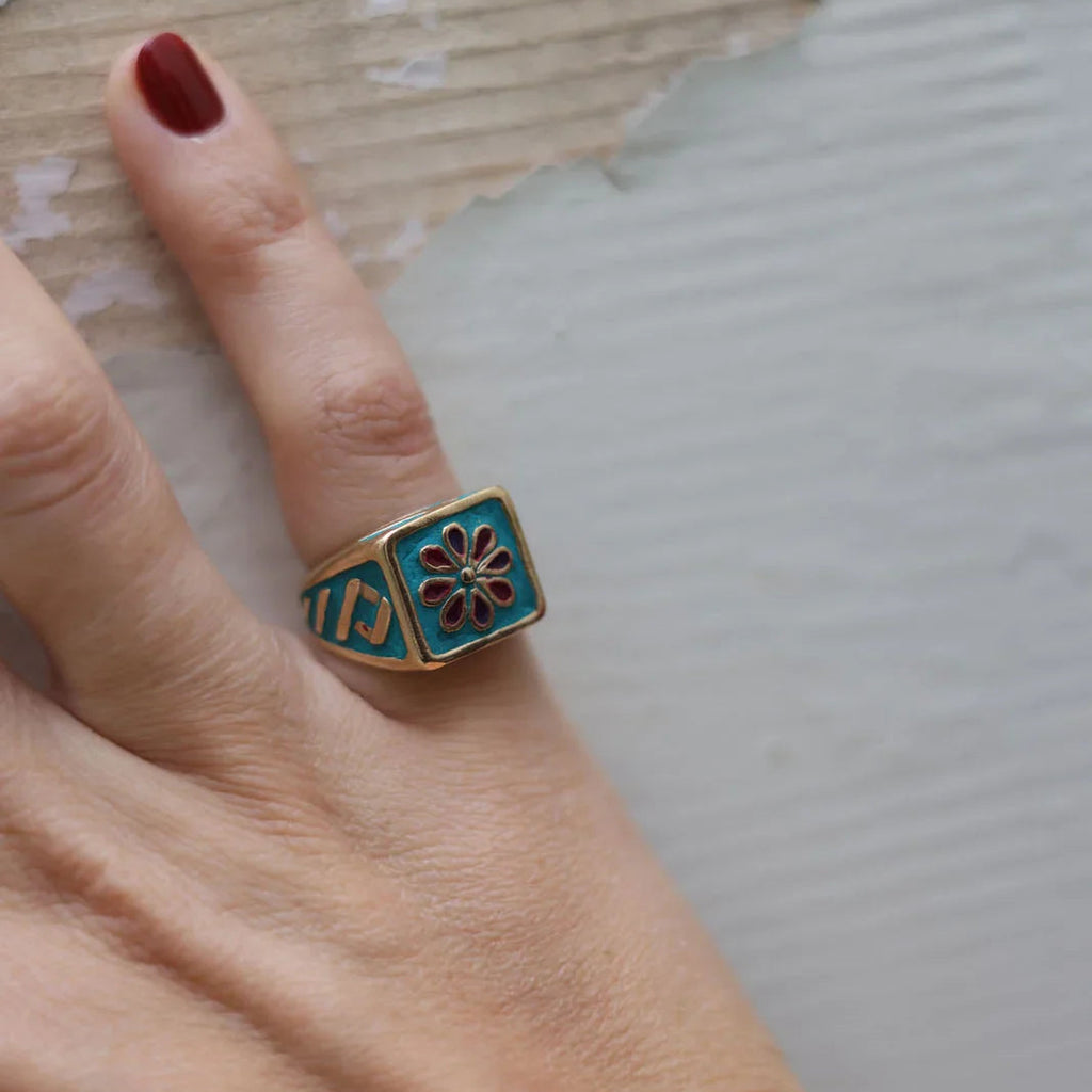 CEMENTINE TURQUOISE FLOWER RING
