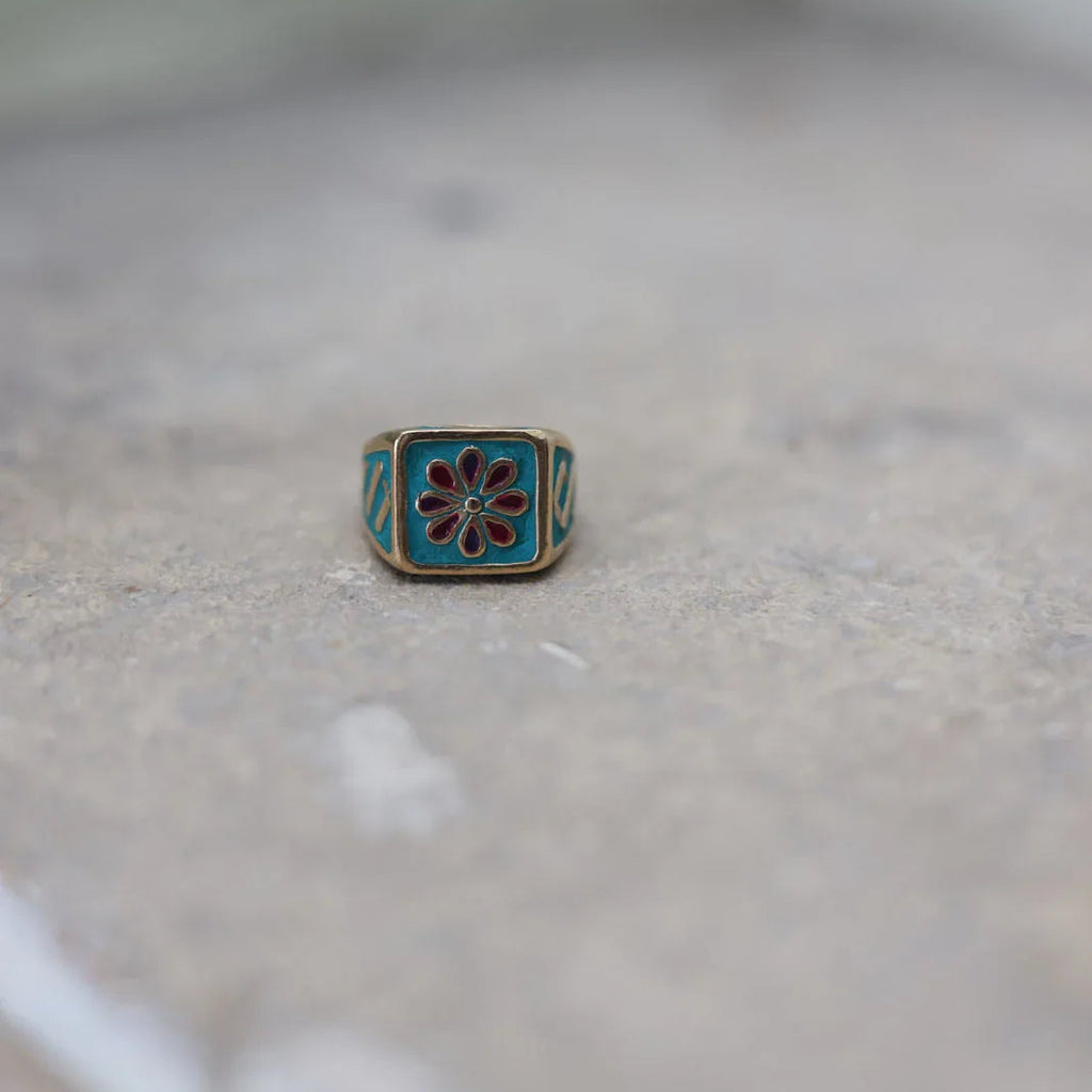 CEMENTINE TURQUOISE FLOWER RING