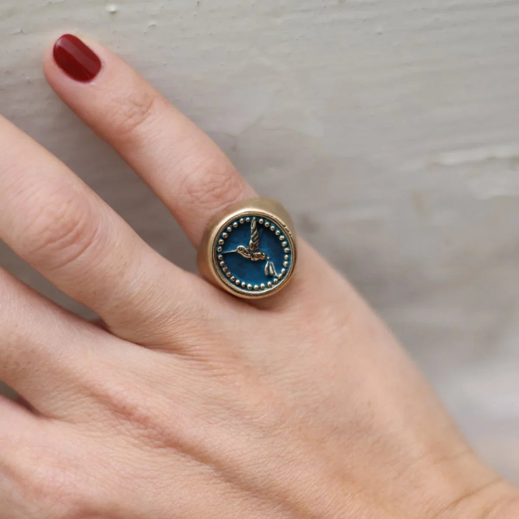 HUMMINGBIRD SIGNET RING