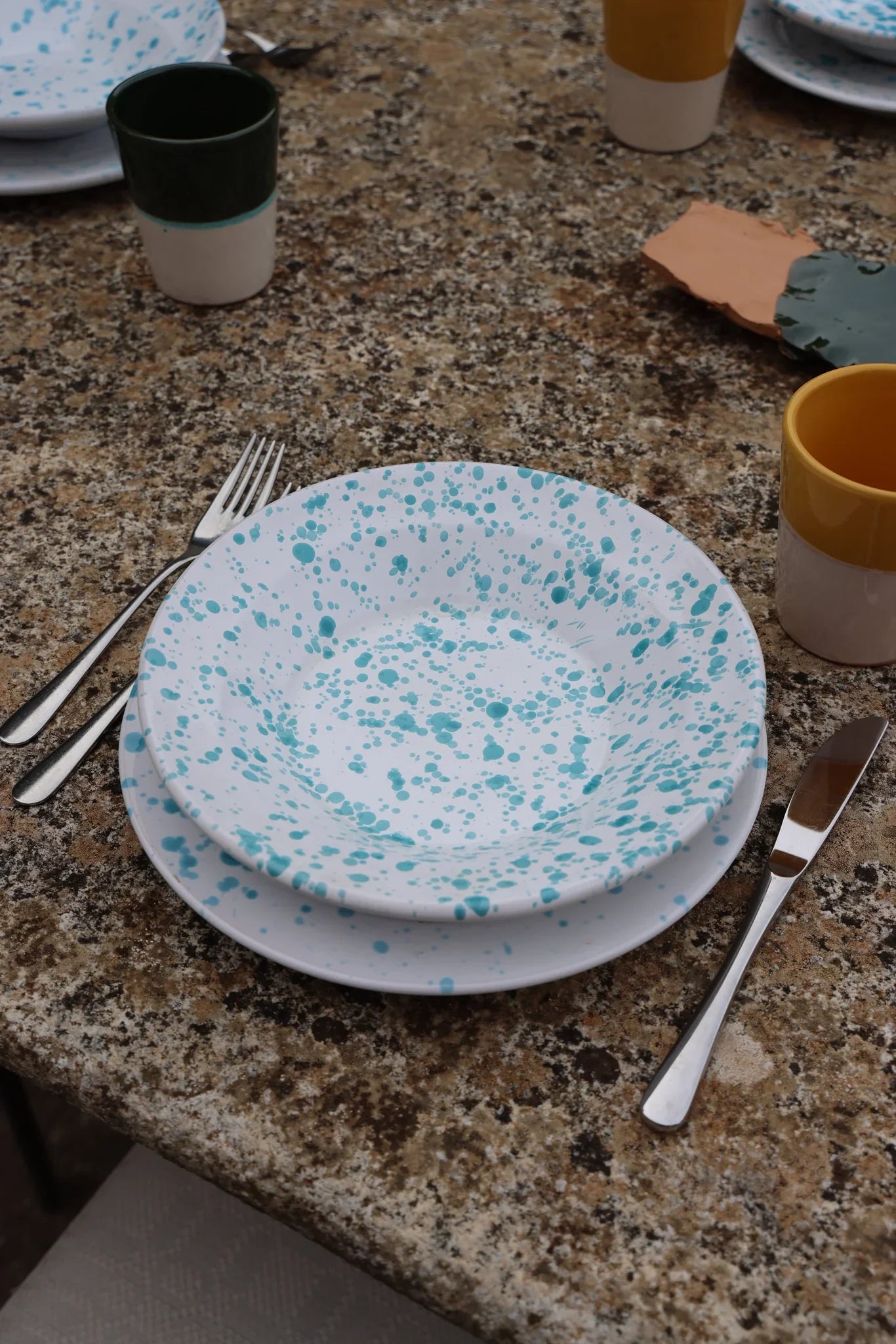 PIATTI IN TERRACOTTA SCHIZZATA SET DA 4